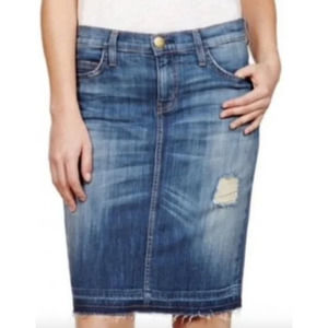 Current/Elliott Skirt Womens 25 Stlletto Denim Pencil Jodie Destroy Knee Length